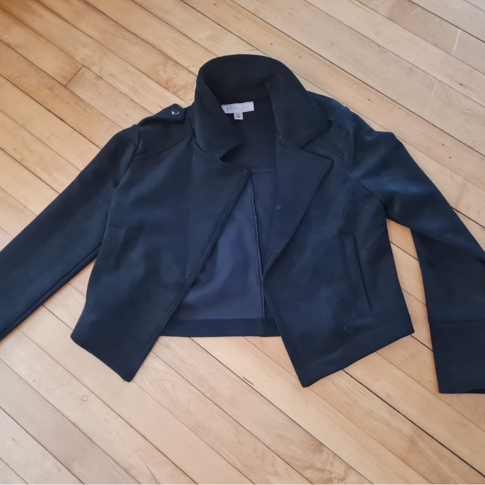 Cropped faux suede jacket